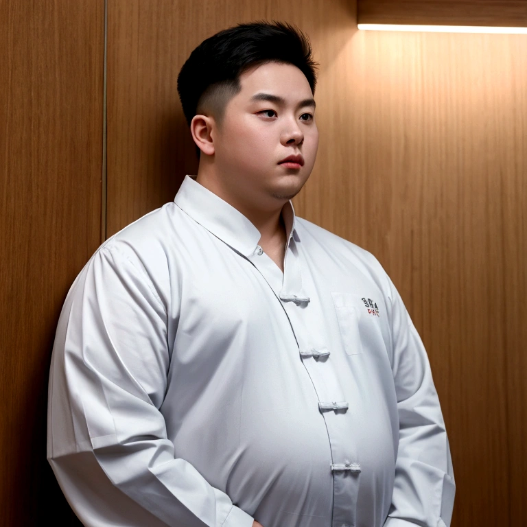 Medium-sized display, Medium shot, Written border depth, Upper Body, angle, masterpiece, angle, (RAW photos, best quality), best quality, Very detailed, CG, 8k wallpaper, Young male protagonist，Chinese youth，30 years old，male，Moderate obesity, Solitary, Look directly at the audience, front