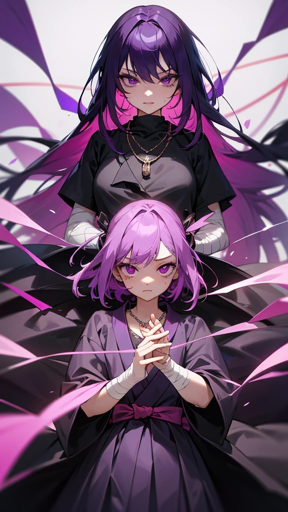she had dark purple hair and a lock of dark pink dark purple eyes with a twin of dark pink hair and a lock of dark purple the same color of her eyes called izumi and zumi with a necklace of different colors izumi pink and purple zumi izumi has a scratch on his left eye and he has cuts on his hands izumi has bandages on his hands from the tokyo manji gang