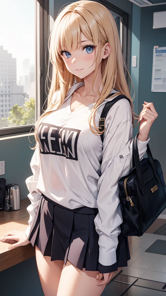 White girl, in student clothes