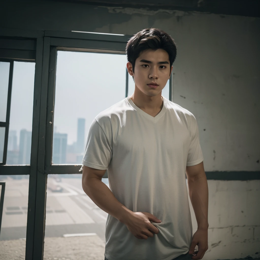 Medium-sized display, Medium shot, Written border depth, Upper Body, angle, masterpiece, angle, (RAW photos, best quality), best quality, Very detailed, CG, 8k wallpaper, Young male protagonist,Chinese youth,30 years old,male,Moderate obesity, Solitary, Look directly at the audience, front