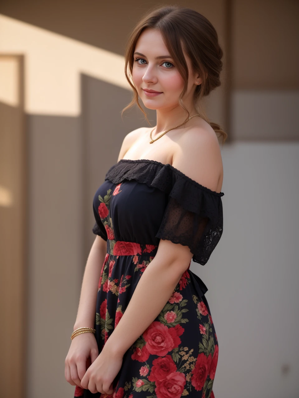 Russian woman, Intimate, face blush, red blushy cheeks, long wavy hair, feeling excited, beautiful thighs, in love, wearing summer mini dress