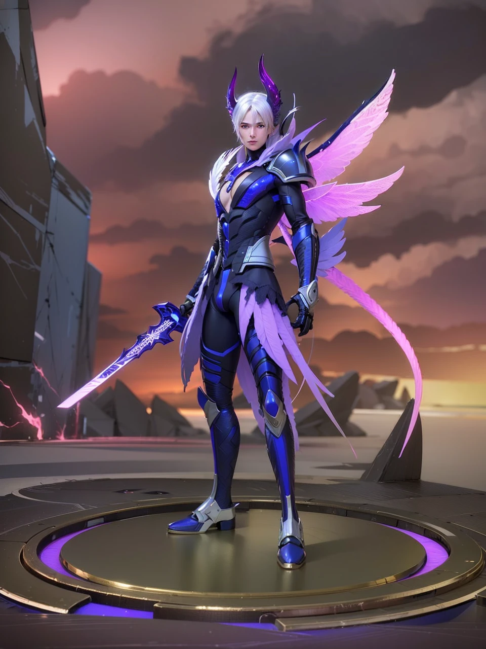masculine male, masterpiece, ((perfect eyes)) best quality, (semirealism:1.9), beautiful lighting, (extremely detailed CG unity 4k fhd wallpaper), High Detail, Sharp focus, dramatic outdoors, 1 boy ,19 years old, white hair, light purpel eyes, smile.