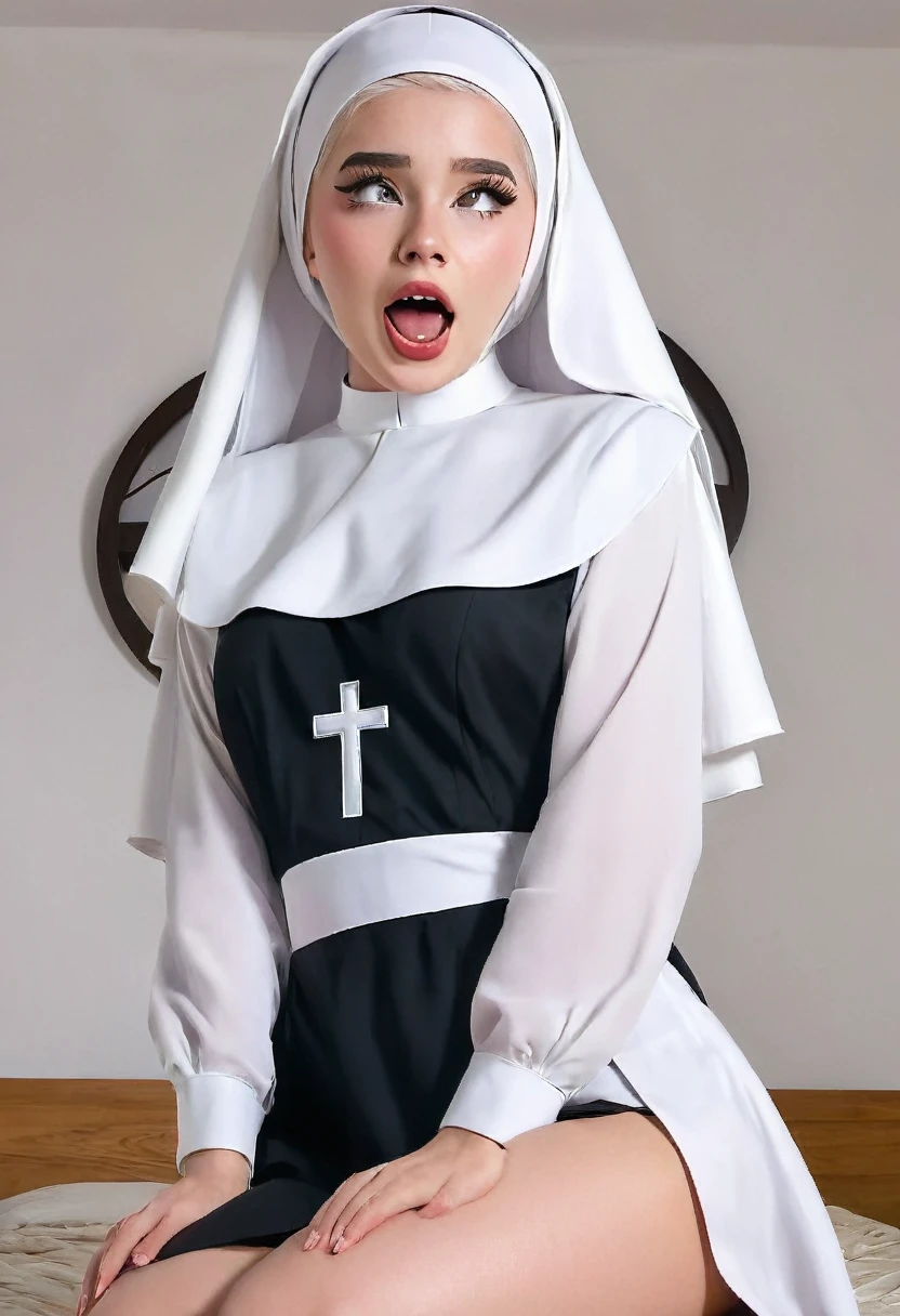 Beautiful girl, blowjob, nun ,cum