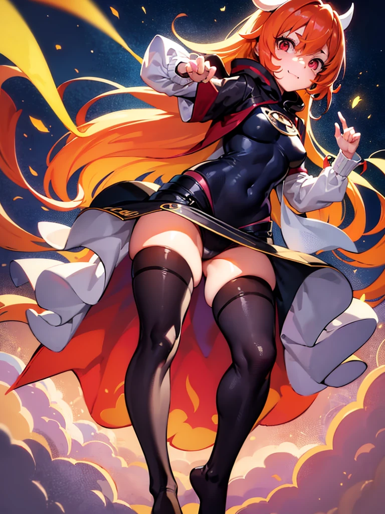 1baby  anime girl, baby lolime girl, yellow combined with orange and red eyes, light red hair, hoodie black and white with cow pattern, Bare feet, funny face, sweet smile, high quality, detailed, sharp, anime style, vibrant colors, smooth lines, beautiful, well-drawn, clean, elegant, expressive faces, accurate anatomy, well-proportioned, dynamic poses, stylish clothing, appealing character design, clear background, harmonious color scheme, bright, well-lit, soft shading, glossy eyes, detailed hair, natural expressions, high resolution, finely detailed, atmospheric, immersive, captivating, aesthetically pleasing, perfect composition, balanced lighting, artistic, fantasy, enchanting, unique, imaginative, vivid, striking, lively, carefully crafted, seamless blending, well-framed, polished, intricate patterns, crisp details, warm tones, realistic proportions, emotionally engaging, high contrast, rich textures, picturesque, well-executed, professional, sophisticated, storybook style, charming, graceful, youthful, iconic, clean lines, dynamic lighting, ethereal, meticulously detailed, high aesthetic value, enchanting characters, visually stunning, balanced composition, colorful, delightful, high fidelity, whimsical, masterfully drawn