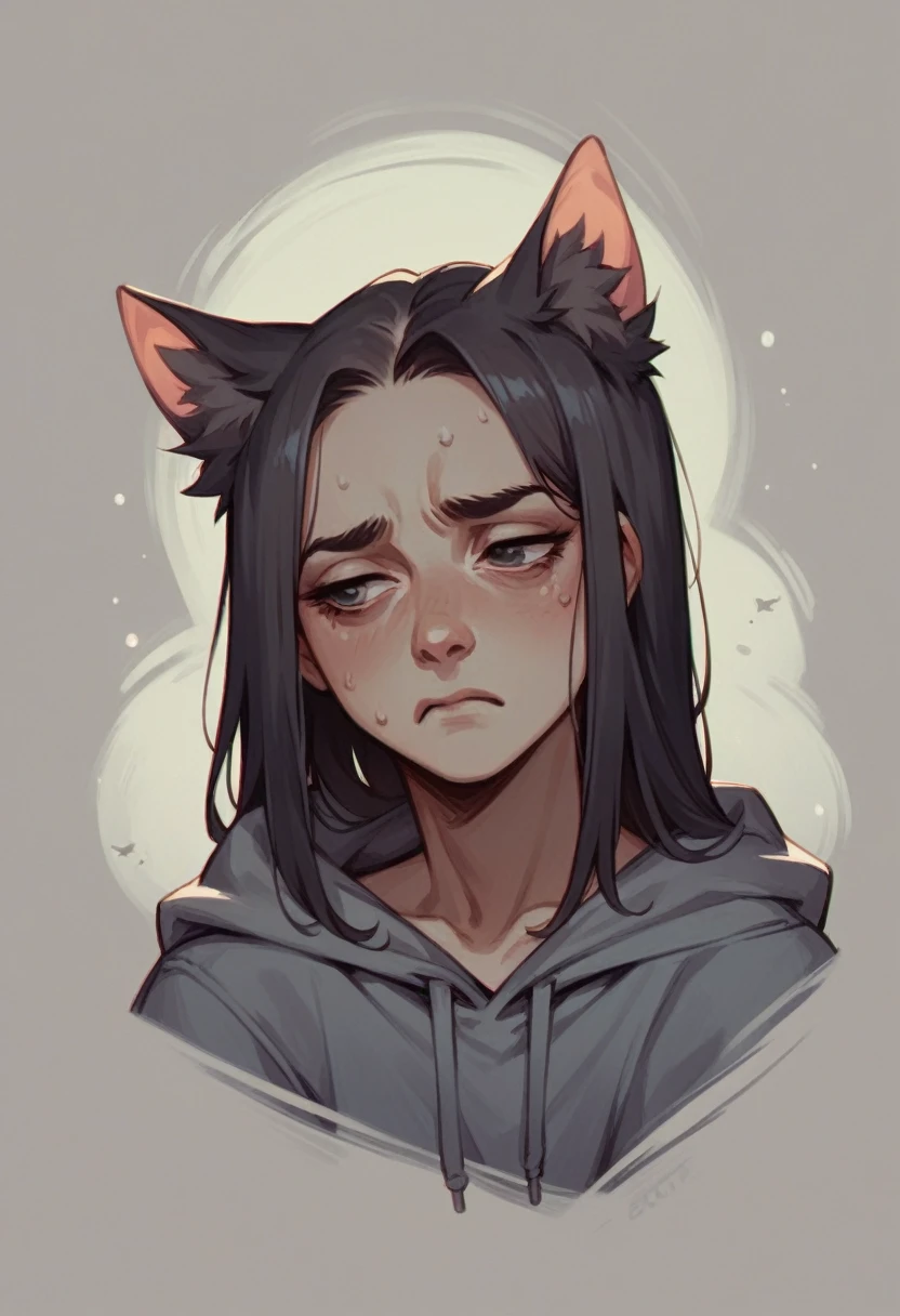 Sad cat for human road