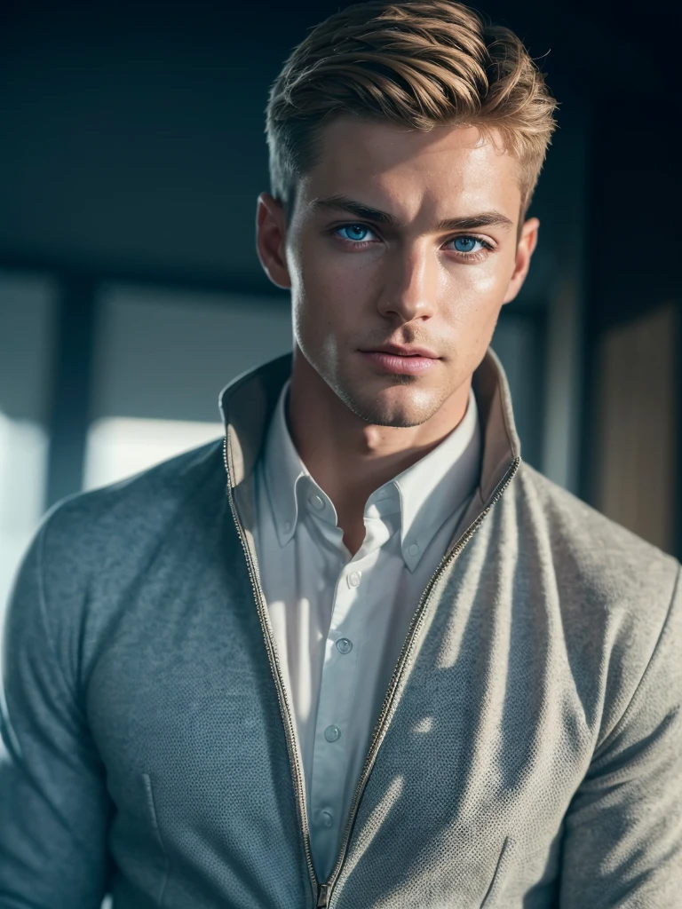 (1boy, photorealistic:1.4, ultra realistic, masterpiece:1.2, best quality, 4k, 8k) I’m looking for a man in finance, trust fund, 6’5”, blue eyes, (shot on Nikon d850 50mm, dlsr, RAW, cinematic lighting, 3 point lighting, flash with soft box)