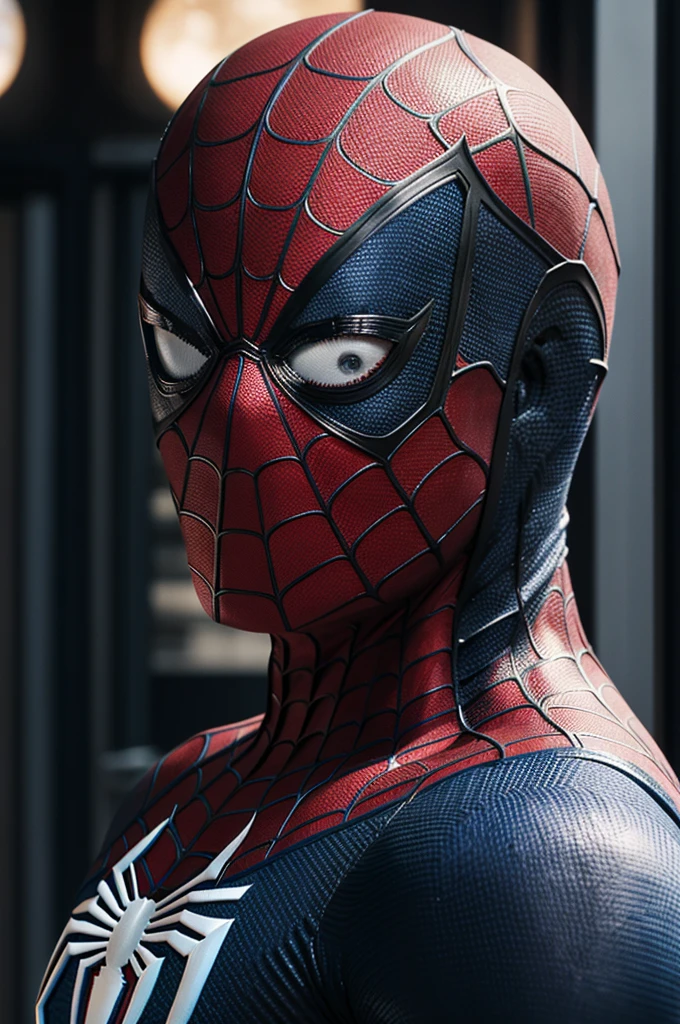 A photograph of Spider-Man., sin mascara, the 20s, elegant, detailed face, looking to the camera, portrait, 8k hd, high quality