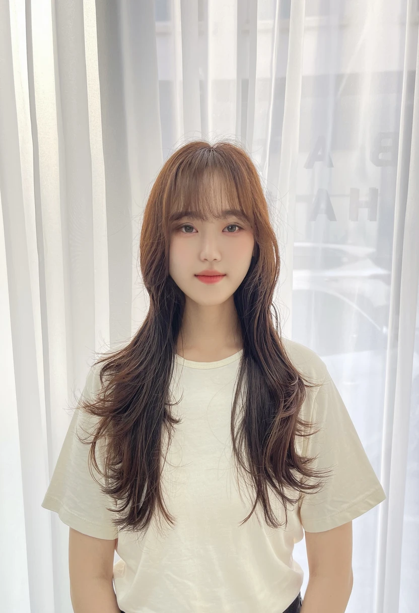 Best Quality, 8k, Masterpiece, (Portrait: 1.3), (photo realistic:1.4), (hyper realistic:1.4), Sharp Focus, looking at viewer, (smoother lighting:1.1), (increase cinematic lighting quality:0.9), realistic lighting, backlighting, light on face, ray trace, (brightening light:1.2), (Increase quality:1.4), sharp detail, (best quality real texture skin:1.4), finely detailed eyes, black_eyes, finely detailed face, 25 year old Korean woman