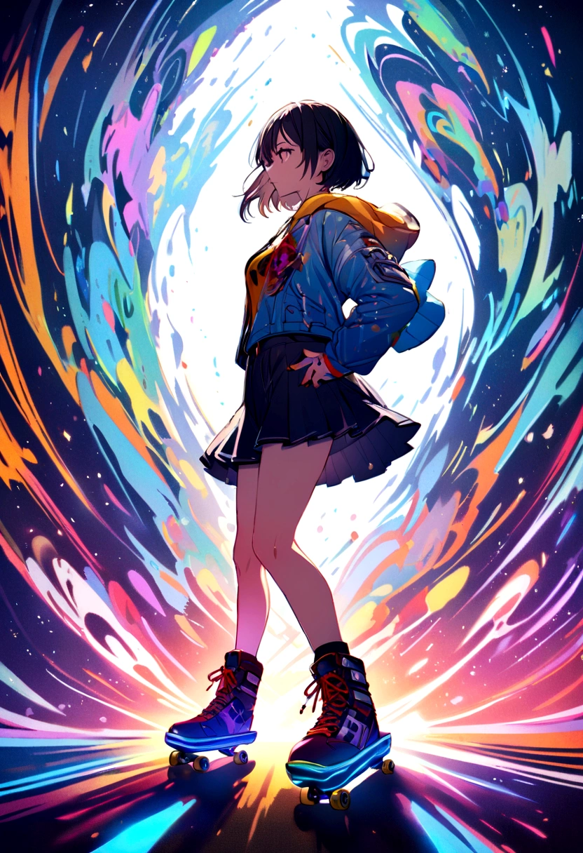 Sk8 infinity , girl with short black hair wearing reki kyan clothes
