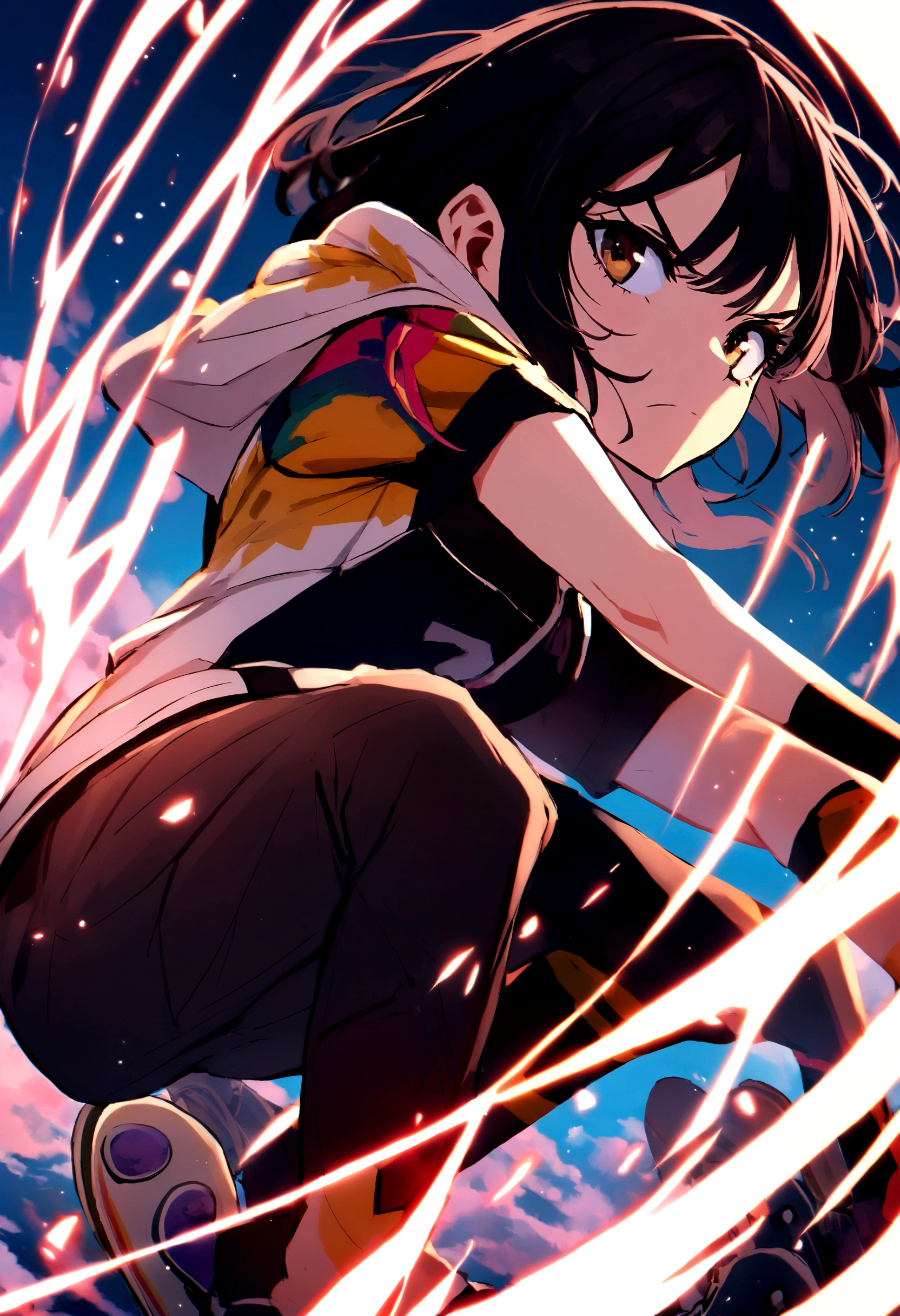 Sk8 infinity , girl with short black hair wearing reki kyan clothes