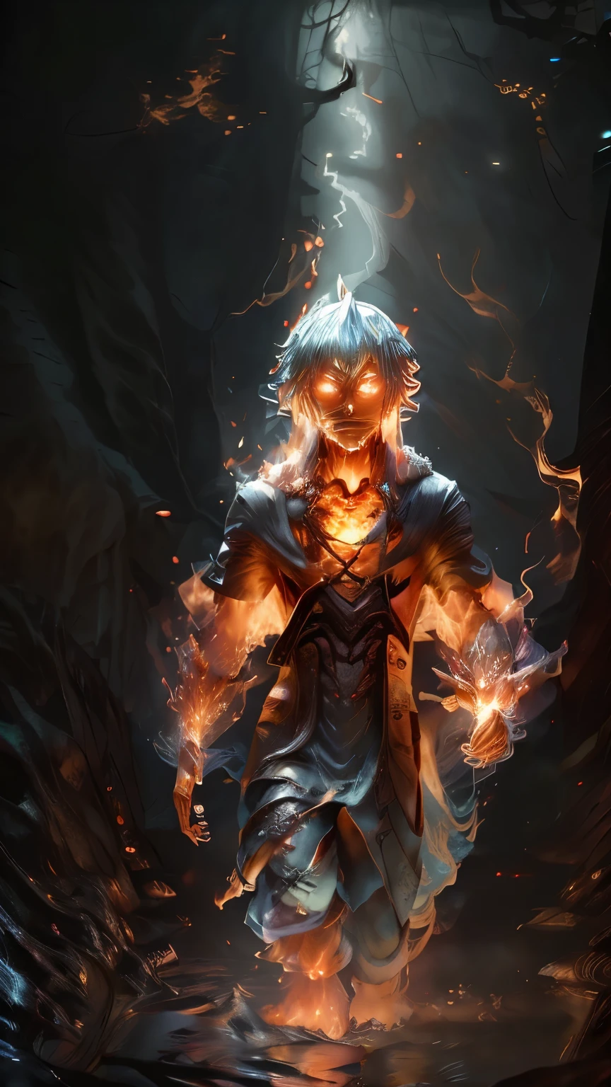 ((full body)), tensei shitara slime datta ken, rimuru tempest, long light blue Hair, male teen body, anime art style, anime style, reincarnated as a slime, bright fiery eyes, bright orange eyes, Bright ember eyes, burning eyes, red eyes of fire, wallpaper, 4 k manga wallpaper, animated badass 8k, 4k animado wallpaper, animated epic artwork, hd anime wallaper, anime wallaper, animated style 4k, ultra hd animado wallpaper, animado wallpaper 4k, animado wallpaper 4 k, epic animated style, mitz vah art style, detailed animated art, red lens flare
