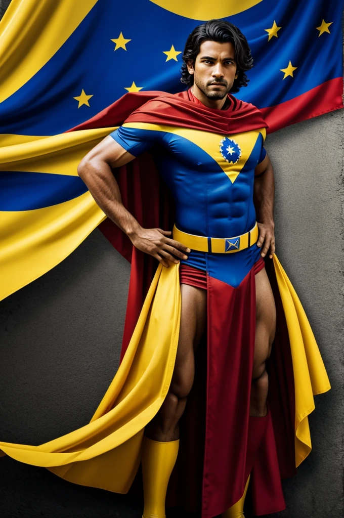 Make Homelander as the character is, but with the cape of the Venezuelan flag