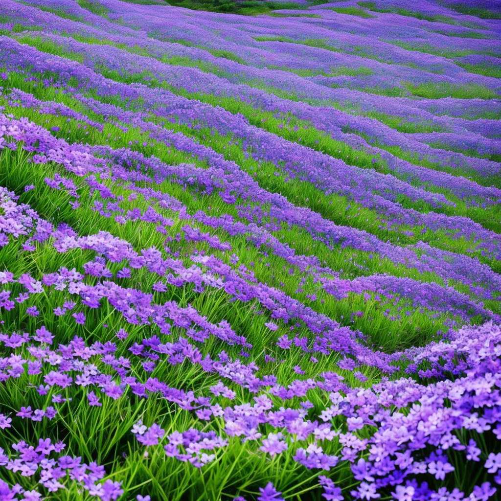 there are many purple flowers growing out of the rocks, a digital rendering by Anato Finnstark, flickr, hurufiyya, blue flowers bloomed all over, flowers with very long petals, mountainous area. rare flora, garis edelweiss, alien flora, chromostereopsis, mediumslateblue flowers, staggering in its beauty