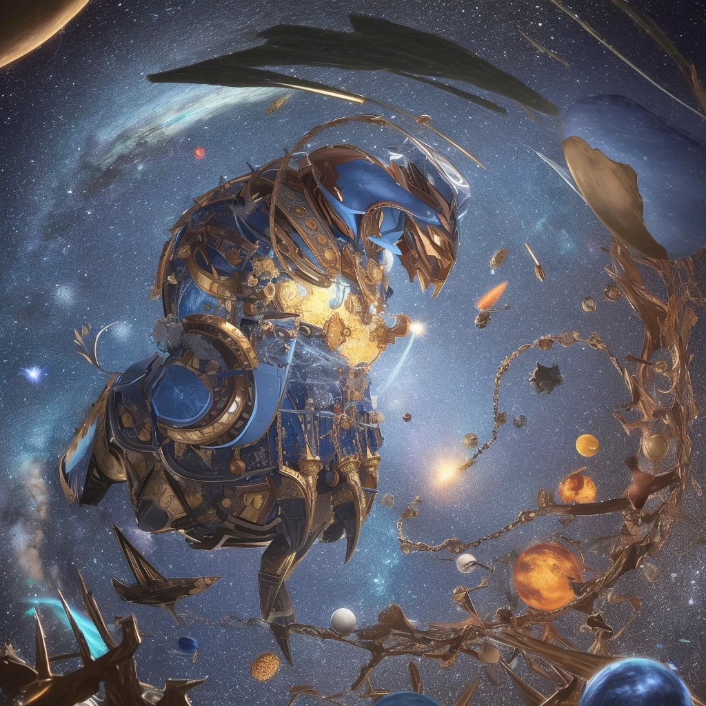 He spoke alone in the middle of space, a powerful being, everything he looked at was like an ant, as strong as a heavenly god or a hell god, in the midst of the great space, all the planets were him, the planet destroyer, the planet creator.