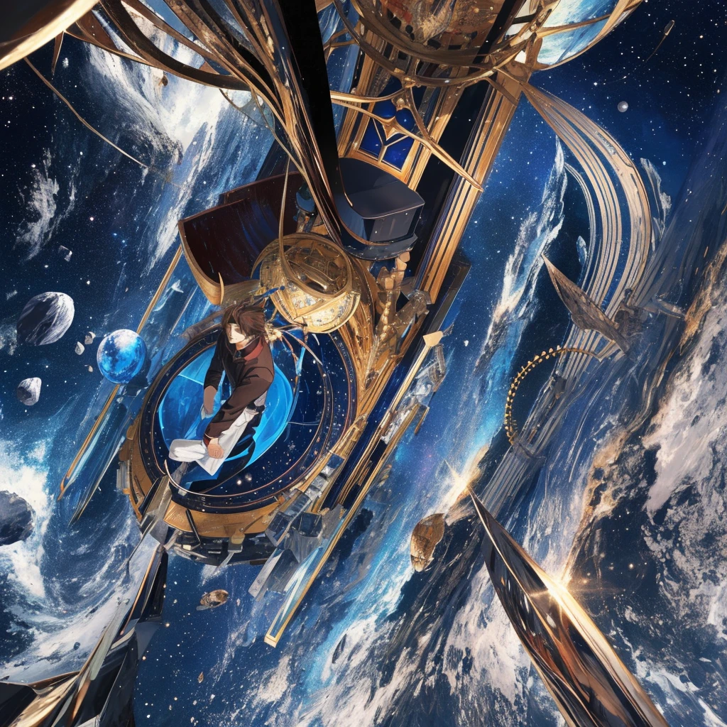 He spoke alone in the middle of space, a powerful being, everything he looked at was like an ant, as strong as a heavenly god or a hell god, in the midst of the great space, all the planets were him, the planet destroyer, the planet creator.