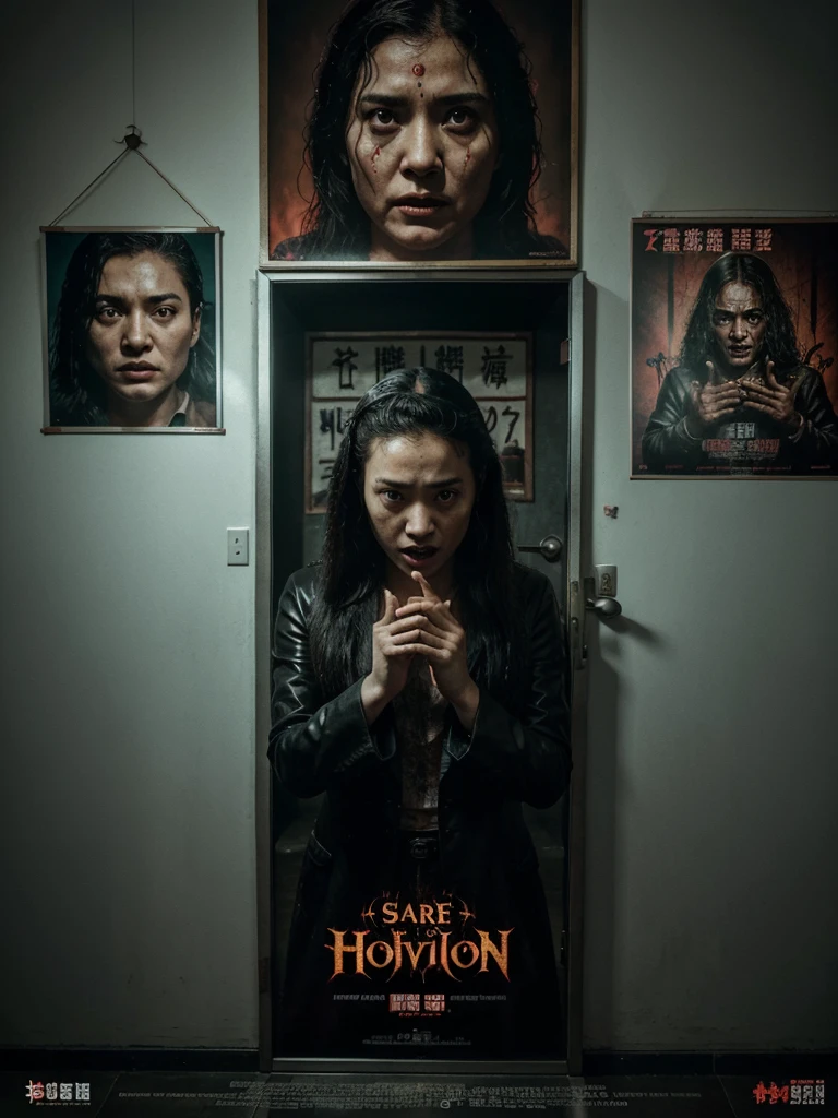 movie poster for supernatural horror mockumentary found footage,(incantation),official poster, official poster artwork, horror mockumentary found footage, horror poster, poster artwork, full poster, character poster, poster, poster cover art, horror movie, poster art promotions, Taiwanese horror films, a number of students searching for a cursed village, film posters, scary and tense documentation, breaking taboos and forbidden things, strange spell symbols, cursed rituals, ritual sacrifices, scary supernatural terror, cursed statues of worship, film posters, film posters Taiwanese horror, 2022 movies