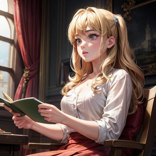 masterpiece, Female character line drawing, Florence Pugh&#39;s shocked look, Detailed country garden background, Art Deco design,, Double exposure style, 陰No Shadow, For coloring books, blank, No Shadow,