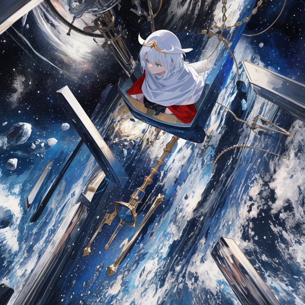 He spoke alone in the middle of space, a powerful being, everything he looked at was like an ant, as strong as a heavenly god or a hell god, in the midst of the great space, all the planets were him, the planet destroyer, the planet creator, the white angel was a woman.