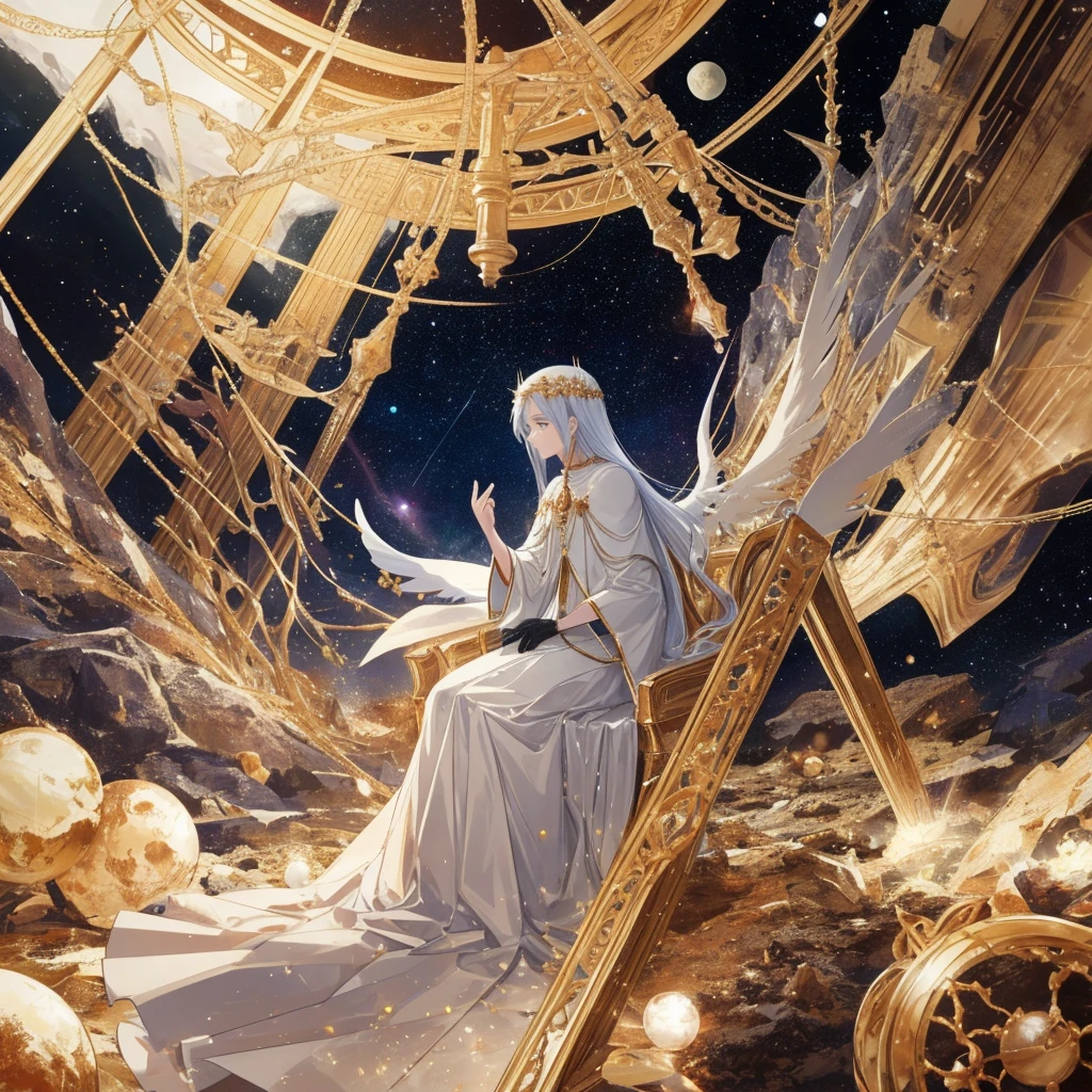 He spoke alone in the middle of space, a powerful being, everything he looked at was like an ant, as strong as a heavenly god or a hell god, in the midst of the great space, all the planets were him, the planet destroyer, the planet creator, the white angel was a woman.