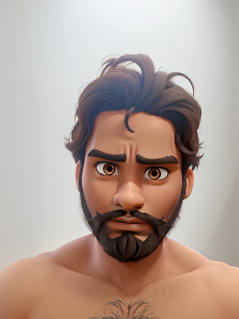 Boy with dark brown eyes, hair, beard and mustache, dark skin, features of an Indian prince, face a little round, serious countenance, penetrating gaze, looking like a Disney Aladdin.