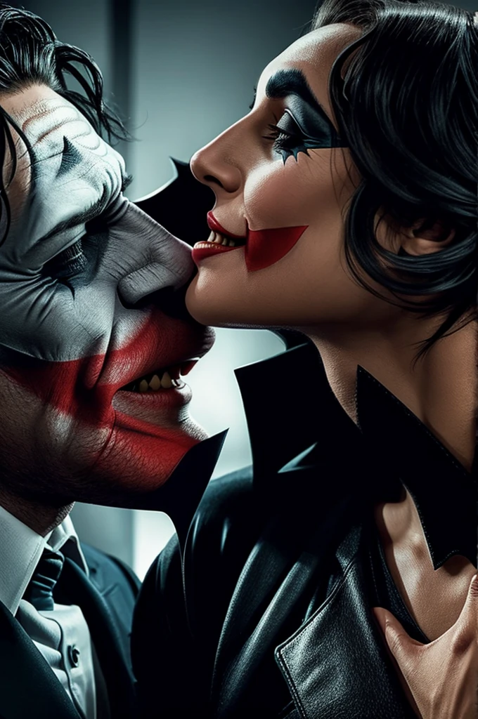 Joker kissing Batman