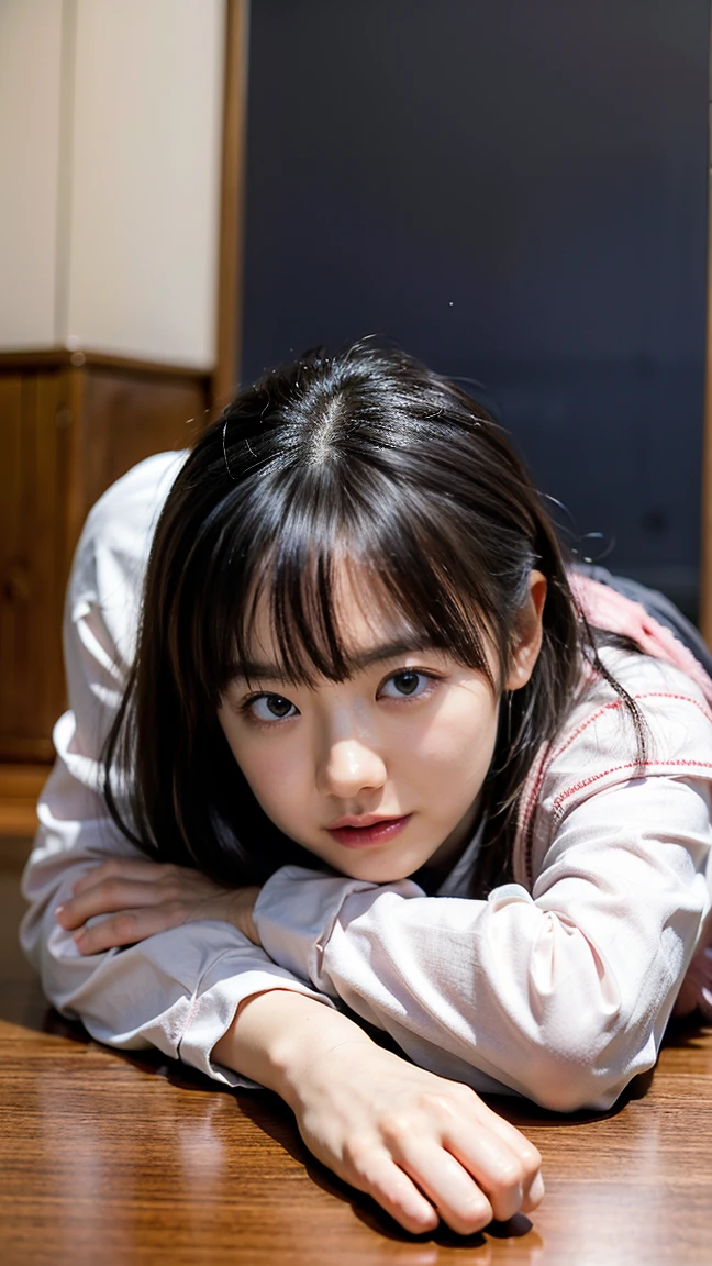  (RAW photo:1.2), (realistic:1.4), beautiful detailed girl, very detailed eyes and face, detailed and beautiful eyes,  huge file size, Super detailed, High resolution, very detailed, highest quality, masterpiecei, ((Japanese girls&#39; high school uniform)), figure, very detailed, CG, unified, 8k wallpaper, wonderful, small details, masterpiece, highest quality, very detailed CG uniform 8k wallpaper, light shines on your face, cinematic lighting, 1 girl, , ((No panties)), ((dynamic pose))), (camel toe), (half),  (sit with your knees bent)), nude, naked, totally naked, nipple, visible pussy, pussy,(small breasts),(flat chest),black hair,,exposed, bed, lying on bed, Lying, On your back, (anxious look),((Fearful expression)),((Tied up with hands behind back)),Ponytail Hair