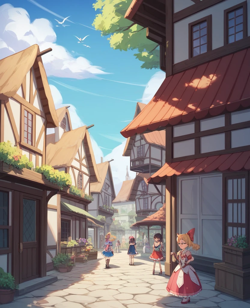 Highest quality, Very detailed, masterpiece, anime,Highest quality,Japanese ,Three Girls,Holiday outings,Transparent haori,Browsing Caution,Magical girl、Upper Body、Close Contact、lure、Provocative look、Leaning forward、bring your chest to the center、Daytime town background