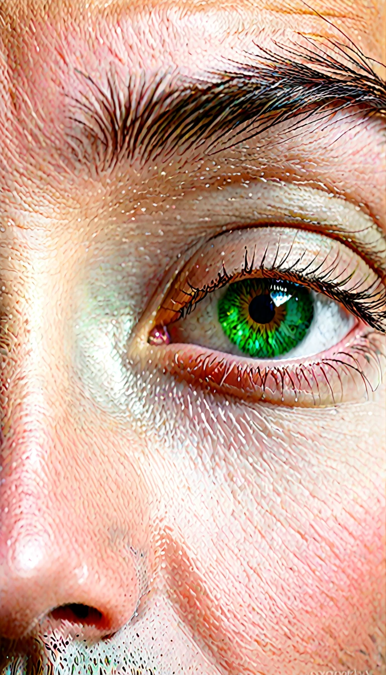 A close up to a green eyes, amateur picture, male, long eyelashes