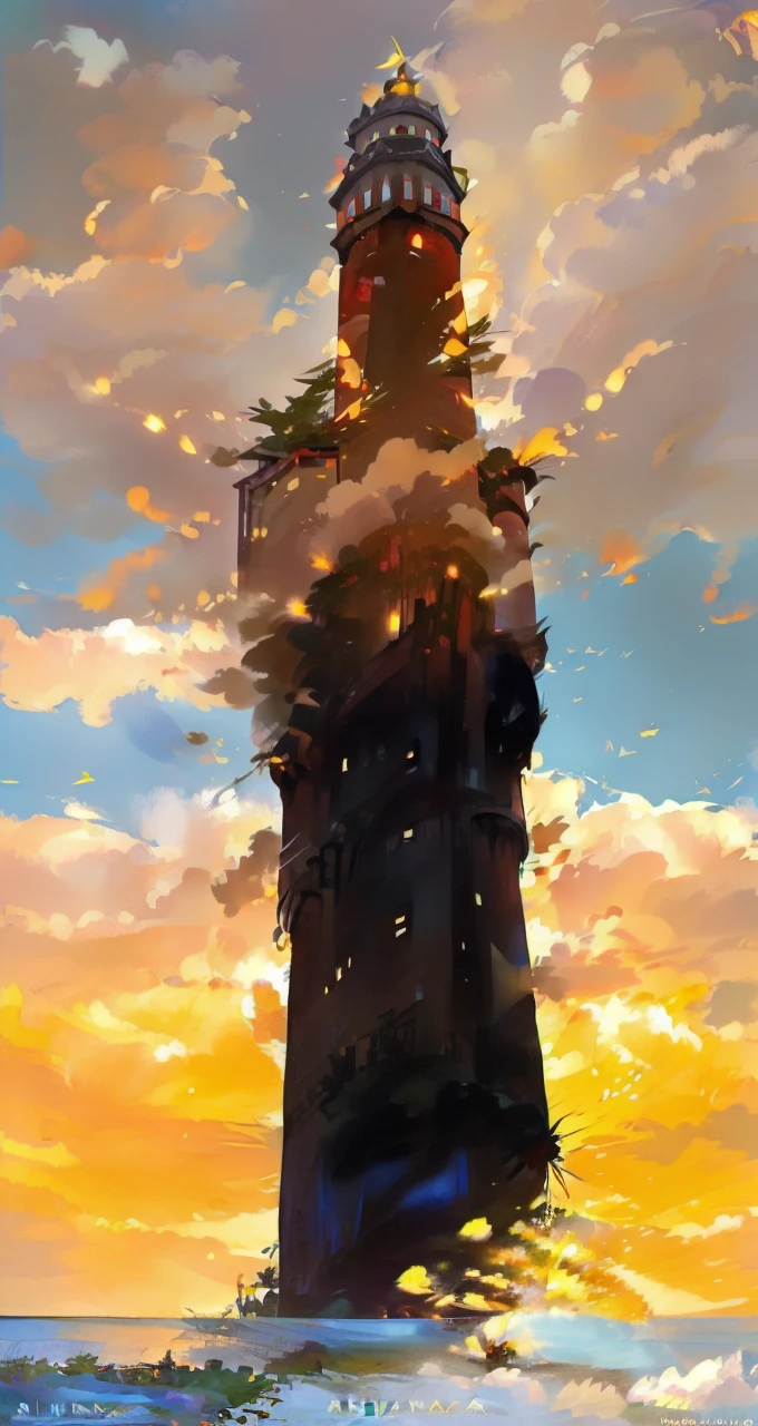 A picturesque landscape featuring a winding path that leads to a charming village perched on a hilltop. The lush green hills are dotted with flowers and vegetation, while the sky above is filled with fluffy white clouds against a deep blue backdrop. A single airplane can be seen flying high in the sky. The scene exudes a sense of tranquility and wonder, reminiscent of a Studio Ghibli animation.