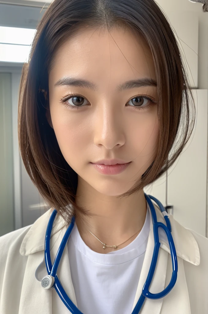 ((Highest quality)), ((masterpiece)), (detailed),Perfect Face,Japanese,Female doctor,White