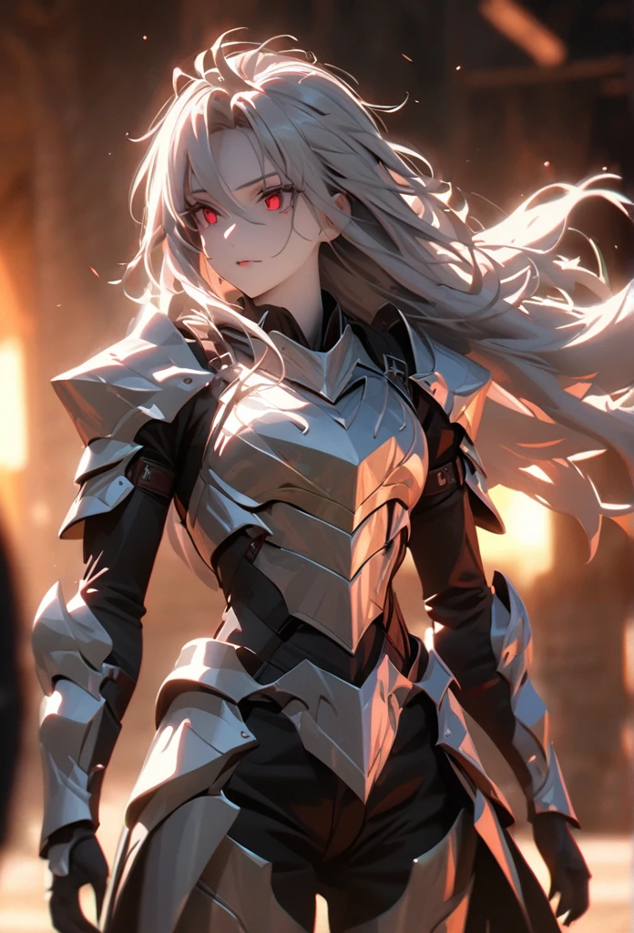 (solo), grey hair, messy hair, mane hair, long hair, dense hair, wild hair, expressive hair, mature,(25 year old), pale skin, red eyes, ((man)), wearing a silver armor, armored arms, armored legs, claws,, handsome, attractive, eye reflection, depth of field, thunder aura,cinematic lighting, ray tracing, depth of field, cinematic lighting, ray tracing, UHD, high details, best quality, highres, high quality, award winning, super detail, masterpiece, 8k, UHD, high details, best quality, highres, high quality, award winning, super detail, masterpiece, 8k, digital art, anime coloring, body shot, good face, perfect face, detailed face, good eyes