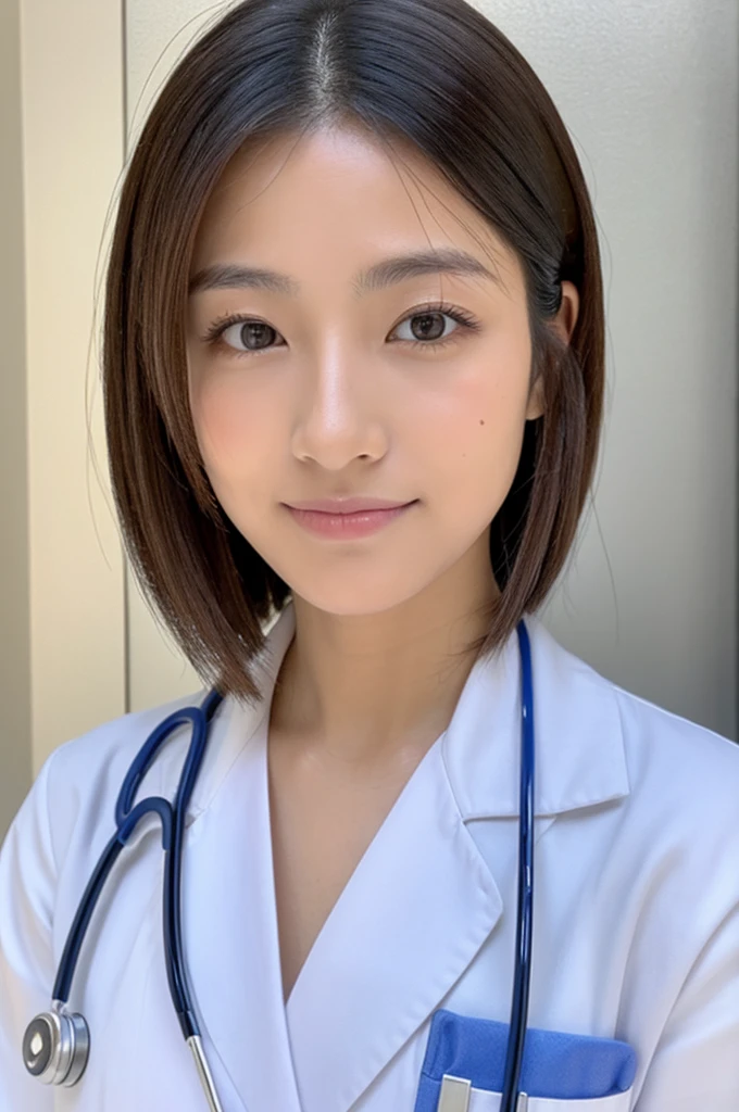 ((Highest quality)), ((masterpiece)), (detailed),Perfect Face,Japanese,Female doctor,White