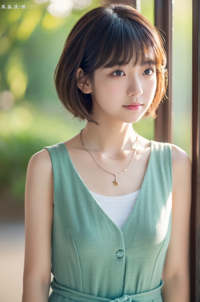 (Highest quality、8K、32k、masterpiece、Hmph:1.2)、Cute Japanese Women Photos、Very short bob hair、Upper Body、necklace、Shooting from above、Don'Don'Don't look at the audience、(Realistic、Photorealistic:1.37)、1 Girl、Photographed in natural light、Physically Based Rendering、Excellent image quality、High resolution、1080P、(Detailed facial depiction)、(Detailed description of the hands)、(Detailed CG)、Rich details、(exquisite features)、(Best image quality)、(masterpiece)、(Detailed eyes)、Delicate clavicle、Various poses、profile、White wall、In front of a white door、(窓のあるWhite wallの部屋)、Earrings、Laughter、Spring Clothes、 Shortcuts、short hair、((White blouse))、((Highlighted Hair))、((Put a mesh in the hair))