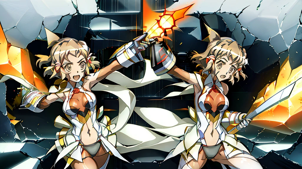 Fighting、Symphogear、Hibiki Tachibana、battleシーン、animeのOne Scene、Symphogear、cool、battle、Detailed、Detailed顔、One Scene、anime