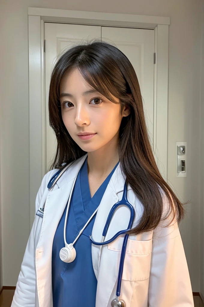 ((Highest quality)), ((masterpiece)), (detailed),Perfect Face,Japanese,Female doctor,White