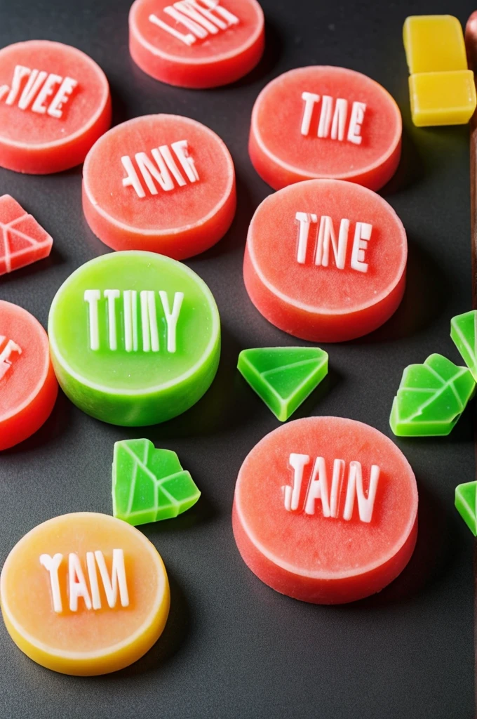 Create an image of my watermelon gummies product with a logo and phrases that attract attention