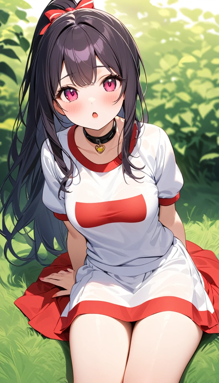 {{{{{16k,Ultra High-resolution realistic photograph of neat virgin first-year junior high school girl's in School-designated gym uniform with junior high ribbon as pretty as a actress in Grass schoolyard, She's in the first year of middle school, but she's too well developed, her tits are too beautiful, When she rolls up her gym clothes from underneath her shyly raw, hidden big tits pop out, She's a first-year junior high school girl with no makeup and no polish but her body is glamorous, She's a virgin but she's popular popular popular and she just has an aura of being popular}}}}},{{Extremely detailed}},{{{{{dye her cheeks flush and integrated her head pure small, thick lips, Enchanting thick gross idol's Lips}}}}},{{{{{dark colored bang ponytail hair}}}}},{{{{{She get more attractive and smoother her body, her expression and appearance are transformed into that of a pure, Her white tits are so fluffy, and are depicted in great detail, but her sex appeal from her neck fills the schoolyard, her bodyline and tits and hips are getting cuter and cuter, She has been reborn as a pretty one-in-a-thousand-year girl with a sparkling aura of cuteness}}}}}