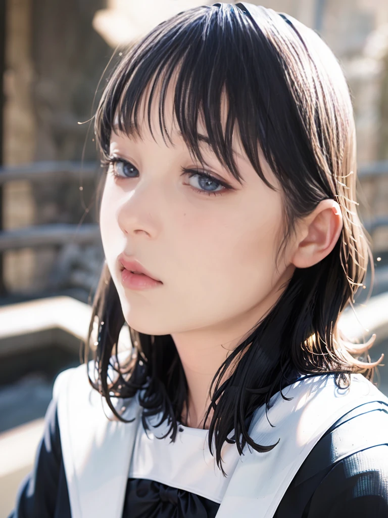 Photorealism, Highest quality, Ultra-high resolution, photograph, exquisitely beautiful photograph, Extraordinary beauty, Cheek gloss highlighter, Perfect body, Biologically accurate, (cute and beautiful face details), (Face to face with the children_v1: 0.008), beautiful bangs, Glowing White Skin, ((Realistic skin texture)), Between the eyes, (beautiful glossy hair, Smooth Hair, thin hair), High resolution eyes, beautiful, Bright and transparent, Large, attractive eyes, eyeliner, double eyelid, Face Focus, A decent woman, 20 years ago, 1 person, (Wavy Hair, short hair, black:1.5), ((Huge breasts)), ((valley:1.5)), Emphasize the chest with both hands,(black, silk, thin, Clothes), (Sleepy eyes), Blue-gray eyes, (), ((Sitting on the floor)), Realistic Background, Realistic texture, Sunlight entering the room, Shining from her back,
