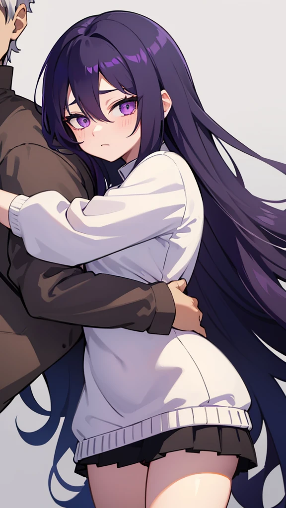 A man in black holding a girl