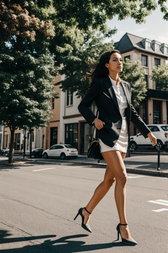A woman with heels walking crookedly