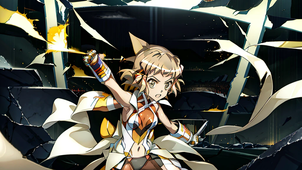 Fighting、Symphogear、Hibiki Tachibana、battleシーン、animeのOne Scene、Symphogear、cool、battle、Detailed、Detailed顔、One Scene、anime、season４、Fighting、Hibiki Tachibana、AXZ、solo、One person、personal、Punching、Holding out his fist、Detailed顔