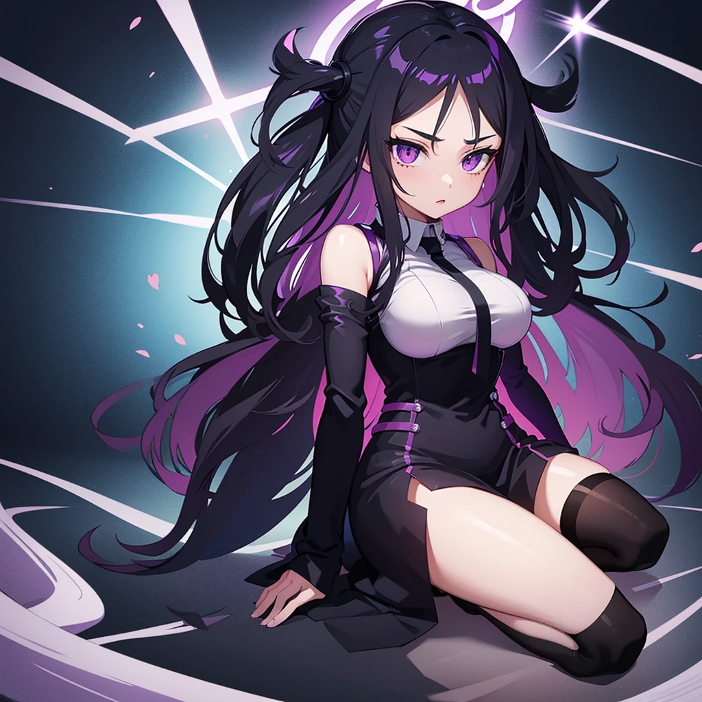 Carefully draw the face　High-quality faces in anime style　super shiny skin　Obscene lines　black leotard　Purple pantyhose　succubus　lure　smile　crawl on all fours
