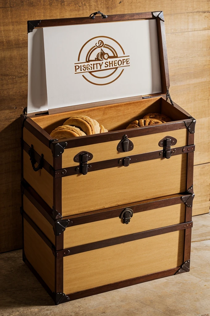 Create a logo for a pastry shop with a trunk 