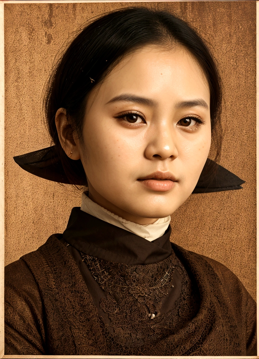 portrait of a woman with a black head scarf and a brown shirt, inspired by Ruth Jên, portrait n - 9, historic portrait, cover photo portrait of du juan, photographic portrait, phuoc quan, 3 / 4 view portrait, vietnamese woman, portrait photograph, frontal portrait of a young, restored photo, closeup portrait, portrait of monk, autochrome pearl portrait