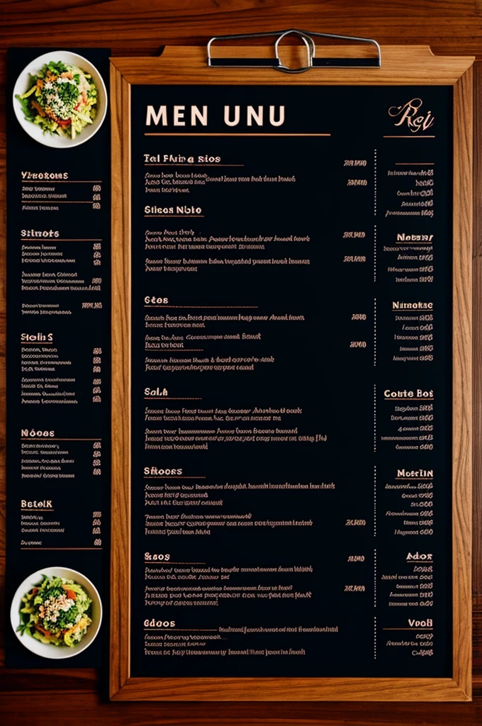 A menu for a restaurant