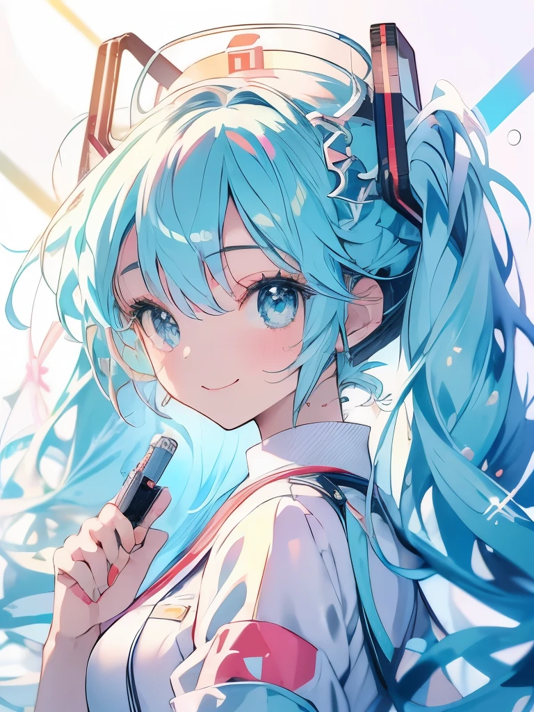 masterpiece、Hatsune Miku、Light blue hair、Long Hair、Nurse uniform、Sparkling eyes、smile、Holding a syringe、