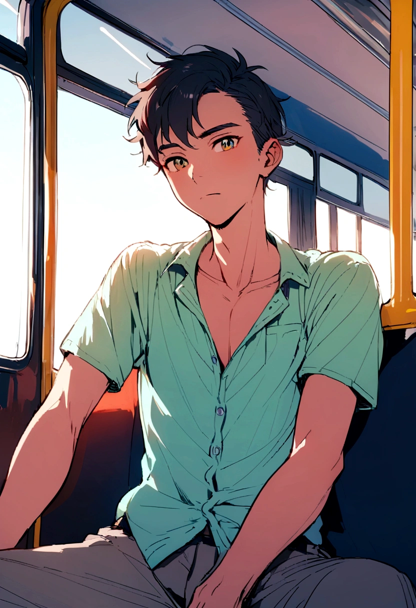 age man sitting in bus