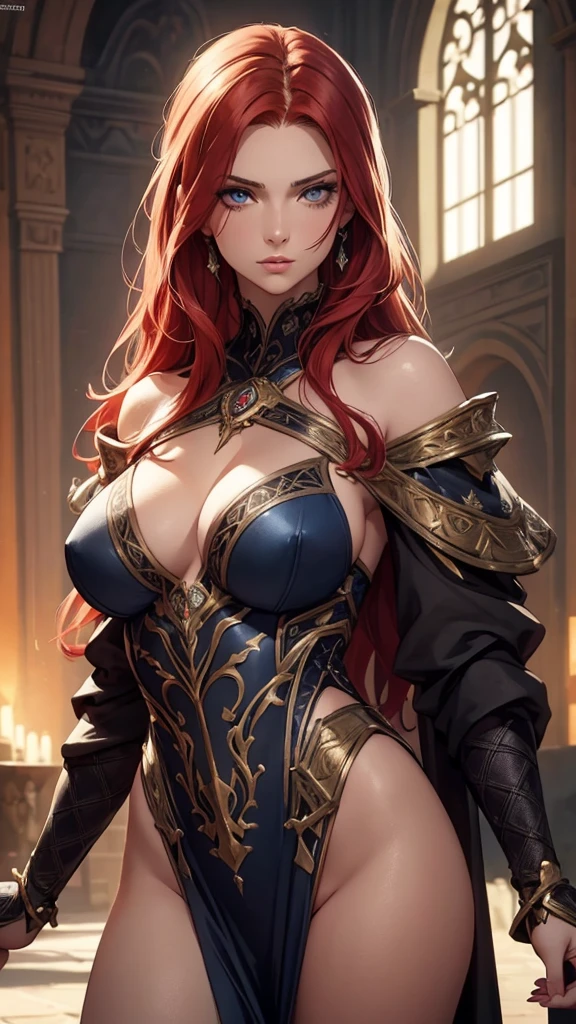 medieval woman in swimsuit,redhead woman,beautiful detailed eyes,beautiful detailed lips,extremely detailed eyes and face,long eyelashes,fantasy portrait,highly detailed,digital painting,trending on artstation,realistic,photo-realistic,award winning,8k,cinematic lighting,warm colors,vibrant colors,dramatic lighting,dramatic pose,dramatic expression,intricate details,exquisite details,elegant,graceful,regal,powerful,confident,stern expression