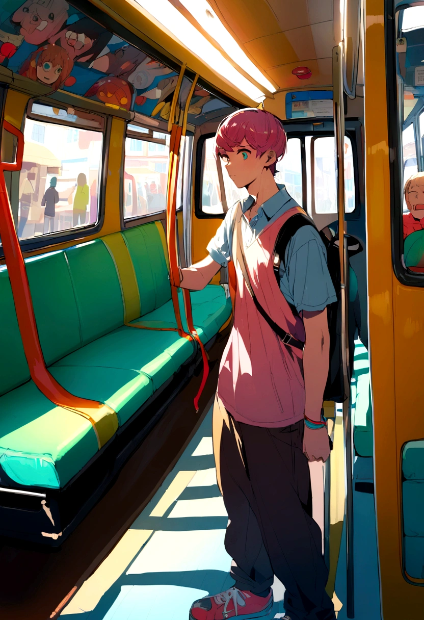 age man shopping inside the bus