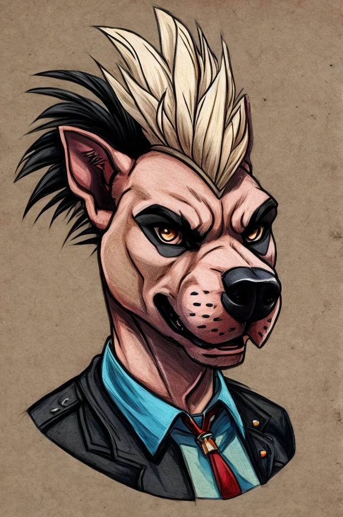 pitbull dog drawing , Angry anarchist with spikes necklace